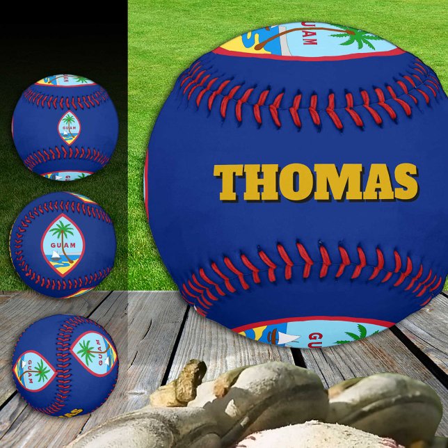 guamanische Flagge, Guam, Monogram, Baseball-Balls Baseball (Von Creator hochgeladen)