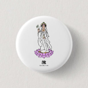 Guan Yin Bodhisattva auf Lotus Button
