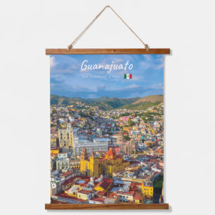 Guanajuato, Mexiko - Farbige Stadtansicht Wandteppich Mit Holzrahmen