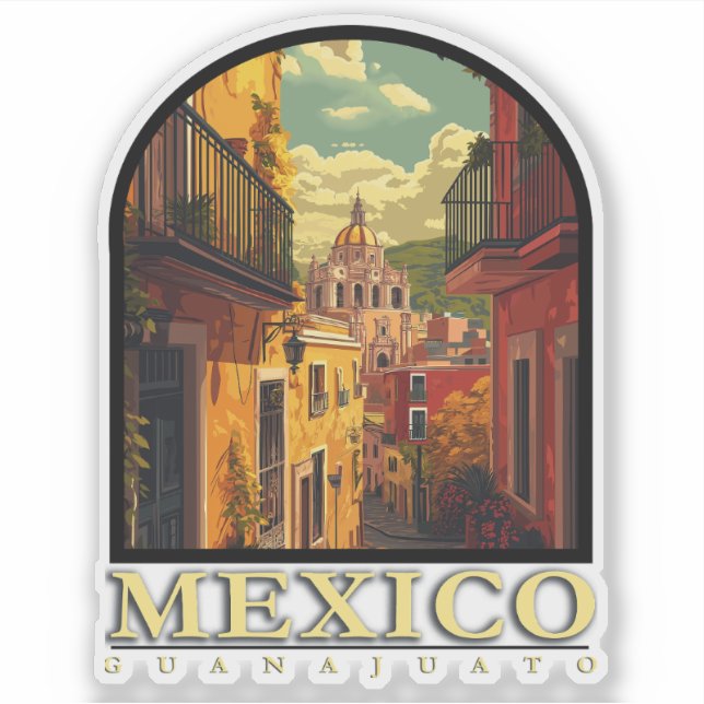 Guanajuato, Mexiko Vintag Aufkleber (Vorderseite)