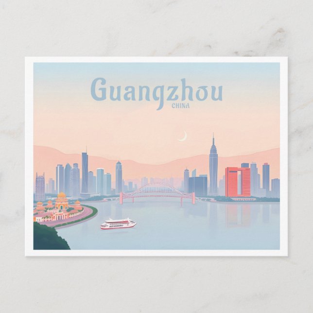 Guangzhou China Pearl River Pastel Travel Postkarte (Vorderseite)