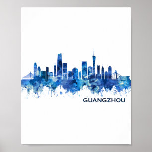 Guangzhou China Skyline Blue Poster
