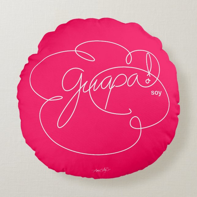 GUAPA soy - Bold Cloud S - White Script Rundes Kissen (Vorderseite)