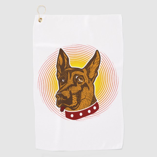 Guard Dog Belgisch Malinois Shepherd Golfhandtuch (Vorderseite)