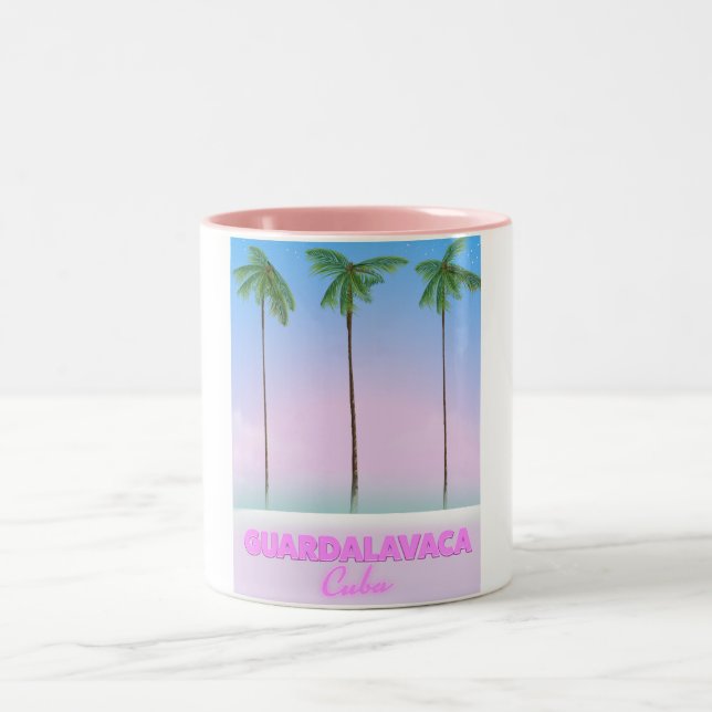 Guardalavaca Kubanisches Reiseplakat Zweifarbige Tasse (Mittel)