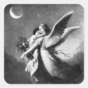Guardian Angel bei Nacht Quadratischer Aufkleber