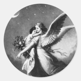 Guardian Angel bei Nacht Runder Aufkleber