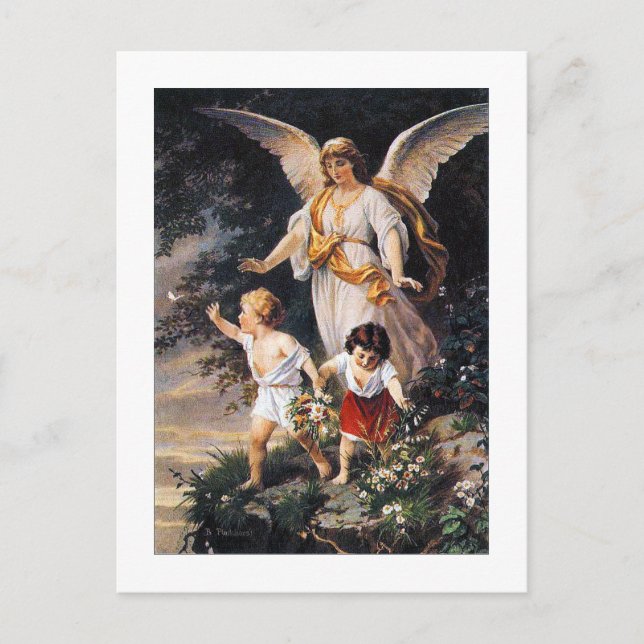 GUARDIAN ANGEL Bernhard Plockhorst 1886 Postkarte (Vorderseite)