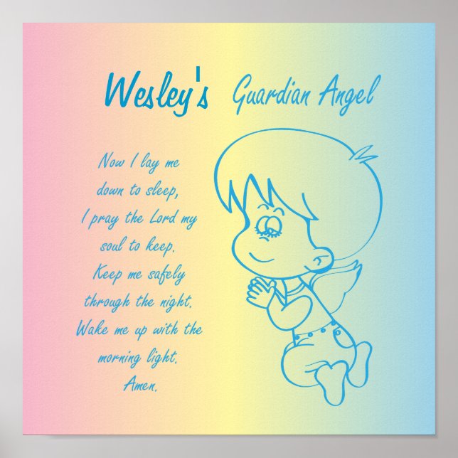 Guardian Angel Boy Abend Gebet Poster (Vorne)