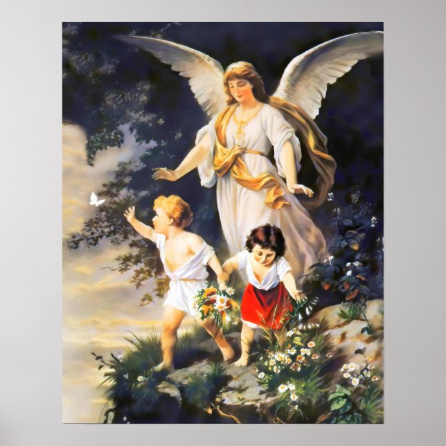 Guardian Angel by Cliff von Bernhard Plockhorst Poster (Vorne)