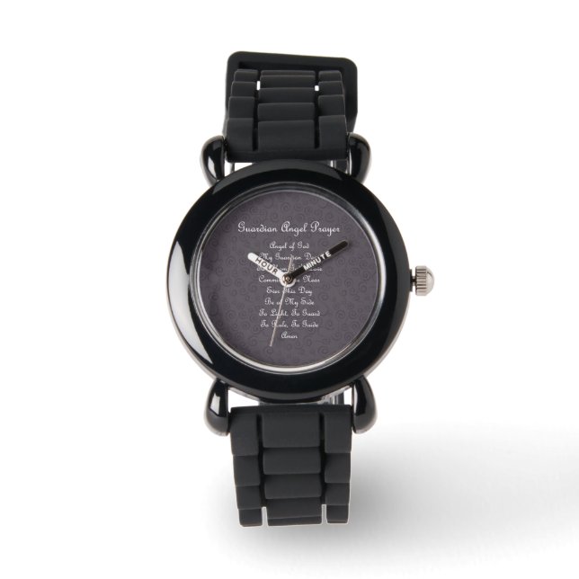 Guardian Angel Gebet Charcoal Armbanduhr (Vorderseite)