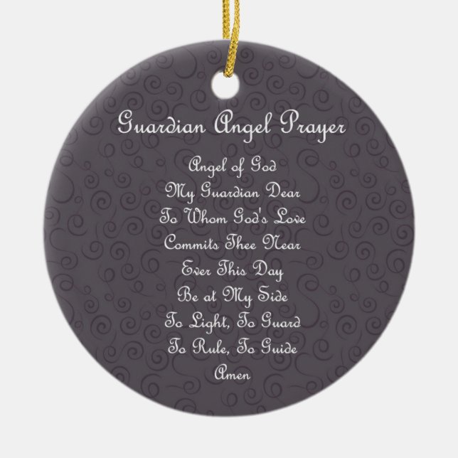 Guardian Angel Gebet Charcoal Keramik Ornament (Vorne)