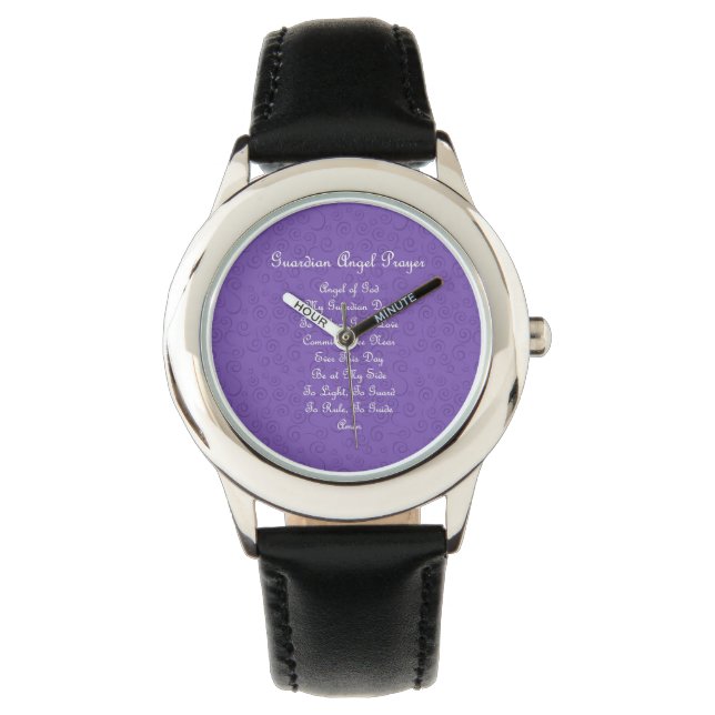 Guardian Angel Gebet Lila Armbanduhr (Vorderseite)