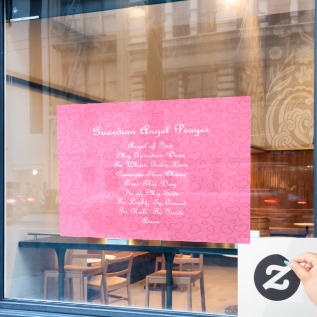 Guardian Angel Gebet Pink Fensteraufkleber (Café-Fenster)