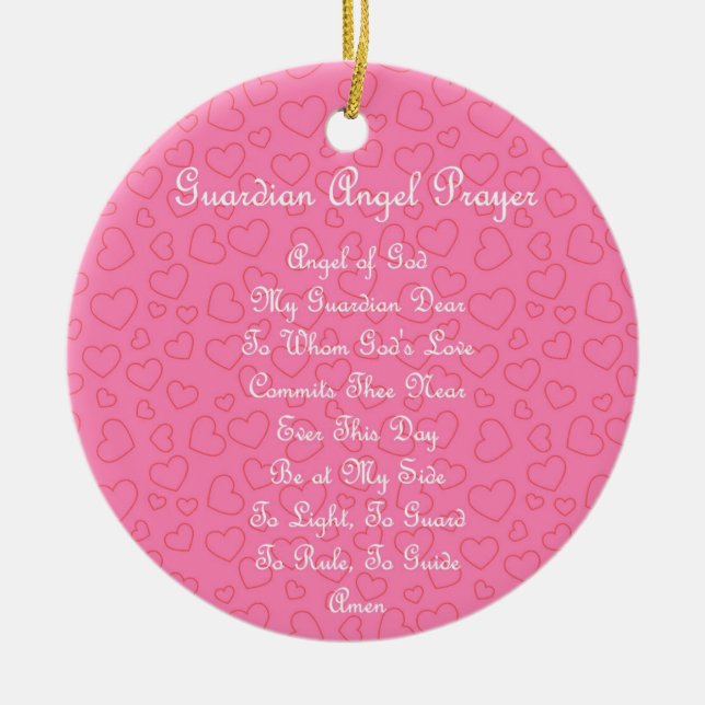 Guardian Angel Gebet Pink Keramik Ornament (Vorne)