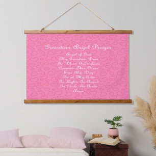 Guardian Angel Gebet Pink Wandteppich Mit Holzrahmen