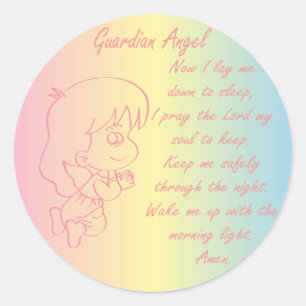 Guardian Angel Girl Abend Gebet Runder Aufkleber