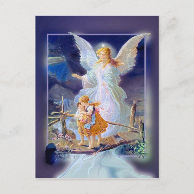 Guardian Angel, Kinder und Brücke Postkarte (Vorderseite)