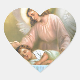 Guardian Angel mit Kind Herz-Aufkleber