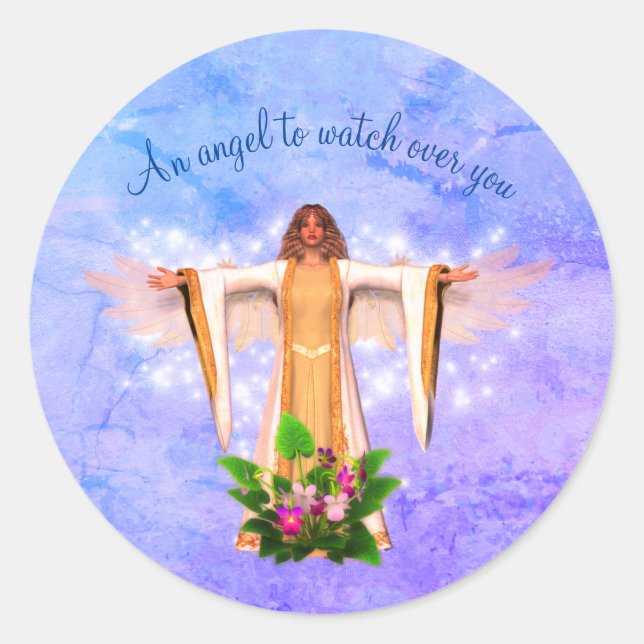 Guardian Angel Personalisiert Inspirational Runder Aufkleber (Vorderseite)