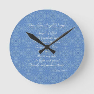 Guardian Angel Prayer Blue  Runde Wanduhr