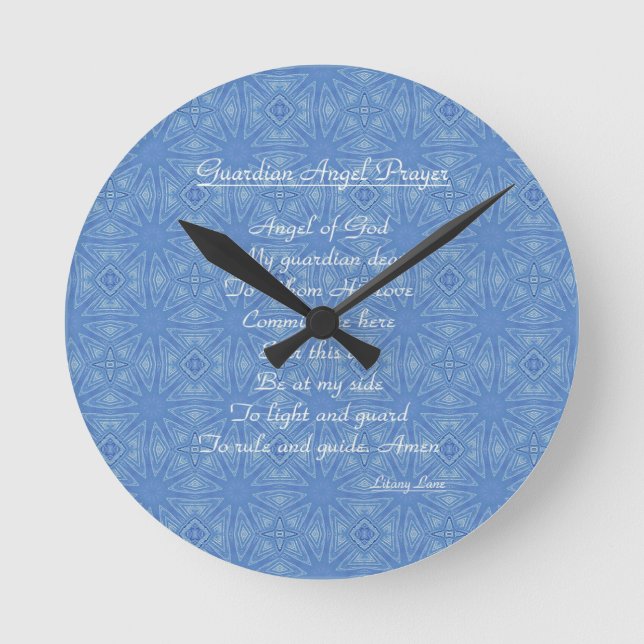 Guardian Angel Prayer Blue  Runde Wanduhr (Vorderseite)