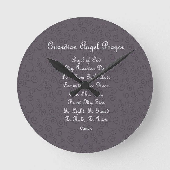Guardian Angel Prayer Charcoal Runde Wanduhr (Vorderseite)