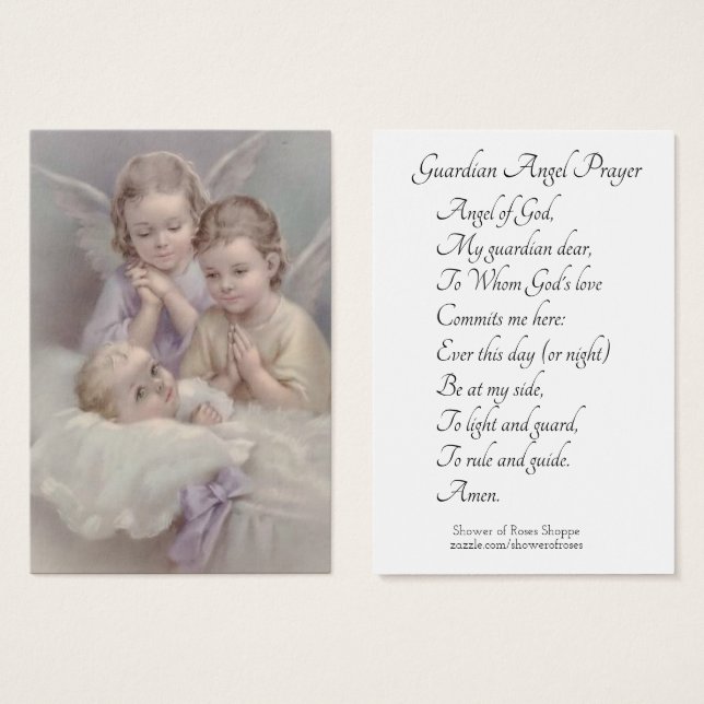 Guardian Angel Prière Carte Sainte (Devant & derrière)