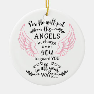 Guardian Angel Psalm 91:11 Bible Scripture Verse Keramik Ornament