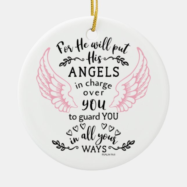 Guardian Angel Psalm 91:11 Bible Scripture Verse Keramik Ornament (Vorne)