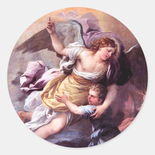 Guardian Angel Runder Aufkleber (Vorderseite)