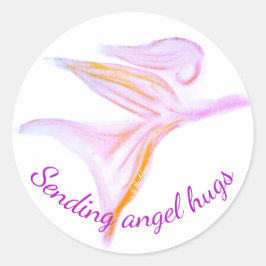 Guardian Angel – Sending Angel Hugs Fuchsia Pink Runder Aufkleber