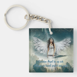 Guardian Angel Stormy Ciel bleu Porte - clé blanc