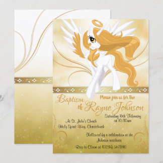 Guardian Angel Winged Unicorn Taufe Einladung