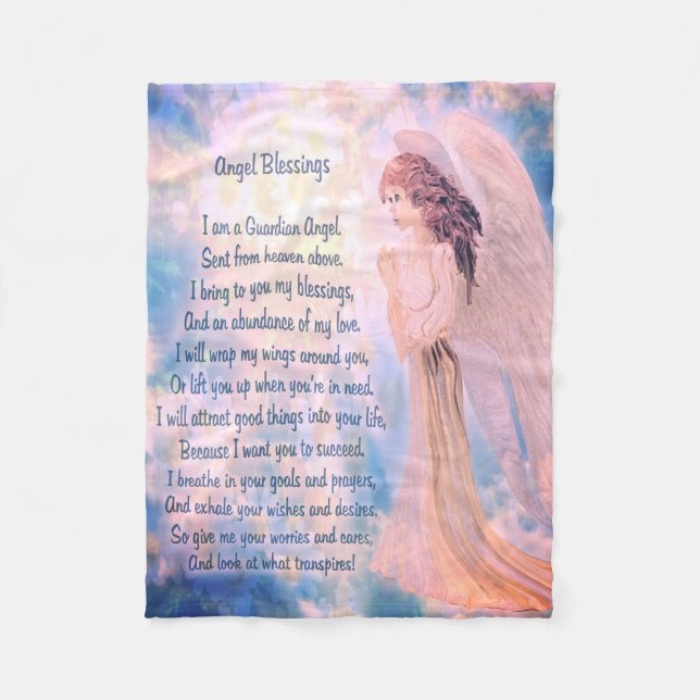 Guardian Engel mit Gedicht Fleecedecke (Vorderseite)
