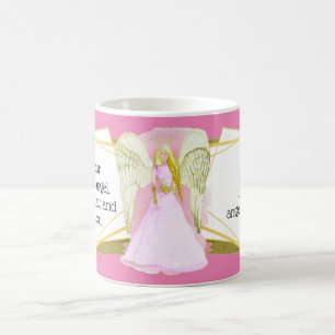 Guardian Engel rosa Kleid Gold Haare Mädchen Gebu Kaffeetasse