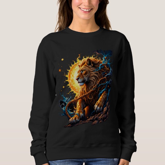 Guardian of the Solar Threshold – Lion of Balance  Sweatshirt (Vorderseite)