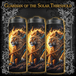 Guardian of the Solar Threshold – Lion of Balance Thermosbecher