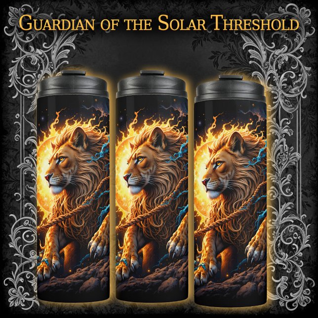 Guardian of the Solar Threshold – Lion of Balance  Thermosbecher (Von Creator hochgeladen)