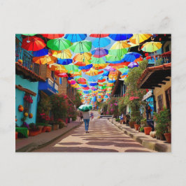 Guatapé, Colombia Umbrella Street Postkarte
