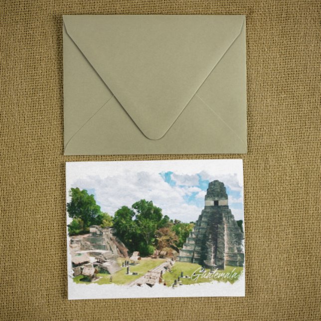 Guatemala Aztec Temple Travel Postkarte (guatemala panorama  view postcard)