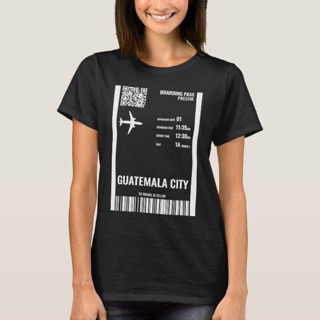 Guatemala City Boarding Pass Airline Ticket Travel T-Shirt (Vorderseite)