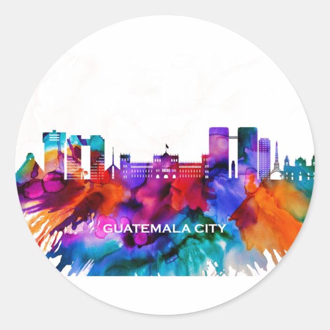 Guatemala City Skyline Runder Aufkleber (Vorderseite)