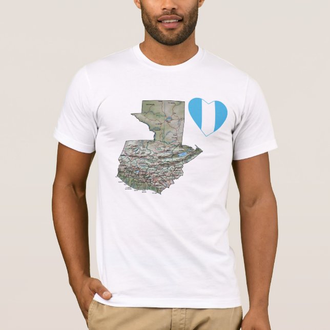 Guatémala Drapeau Coeur et carte T-shirt (Devant)