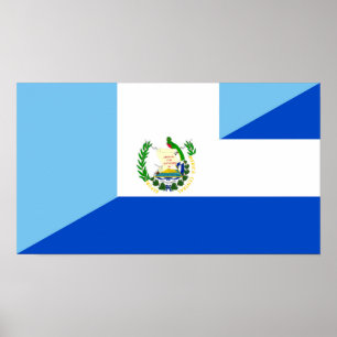 Guatemala el salvador Halbflaggenland Symbol Poster