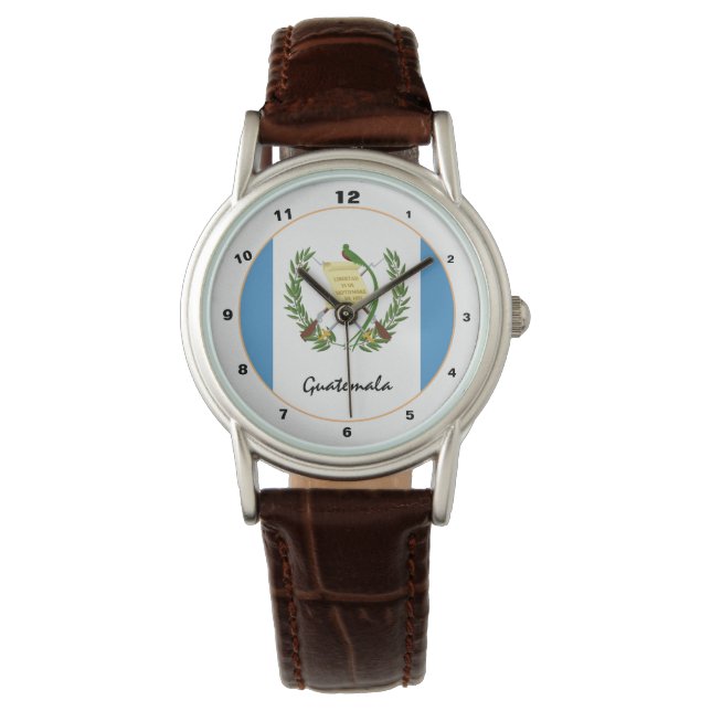Guatemala Flag & Guatemala Mode / Design Armbanduhr (Vorderseite)