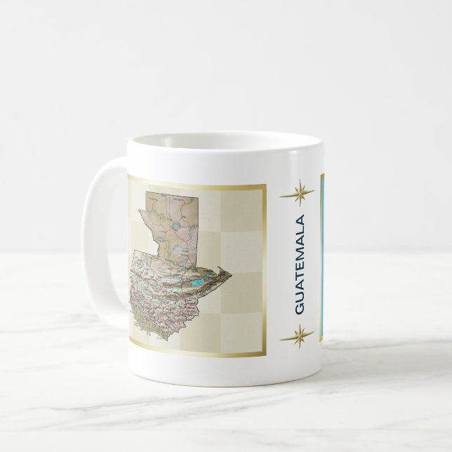 Guatemala Flagge + Karte Tasse (Vorderseite Links)