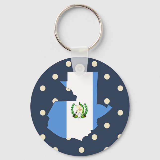 Guatemala Flaggenkarte zu Polka Dots Schlüsselanhänger (Vorderseite)