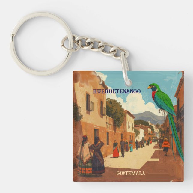 GUATEMALA, HUEHUETENANGO Retro poster Schlüsselanhänger (Vorderseite)