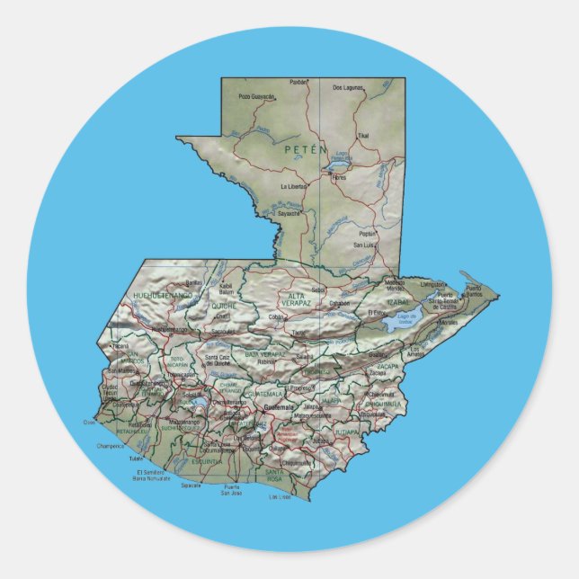 Guatemala-Karte Runder Aufkleber (Vorderseite)